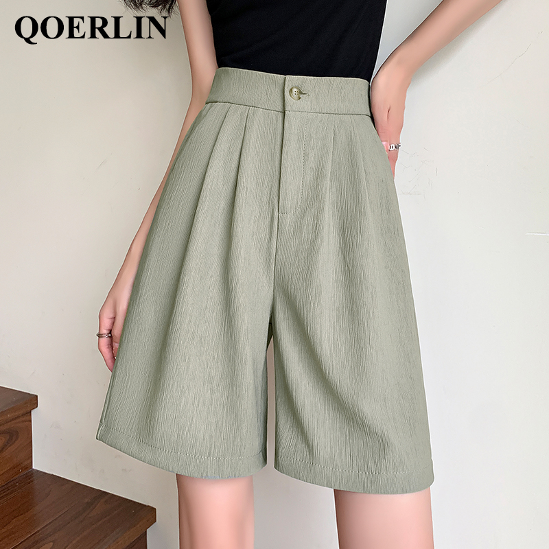 Summer Holiday Clothing Women - Stylish White Shorts Women Textured Elastic