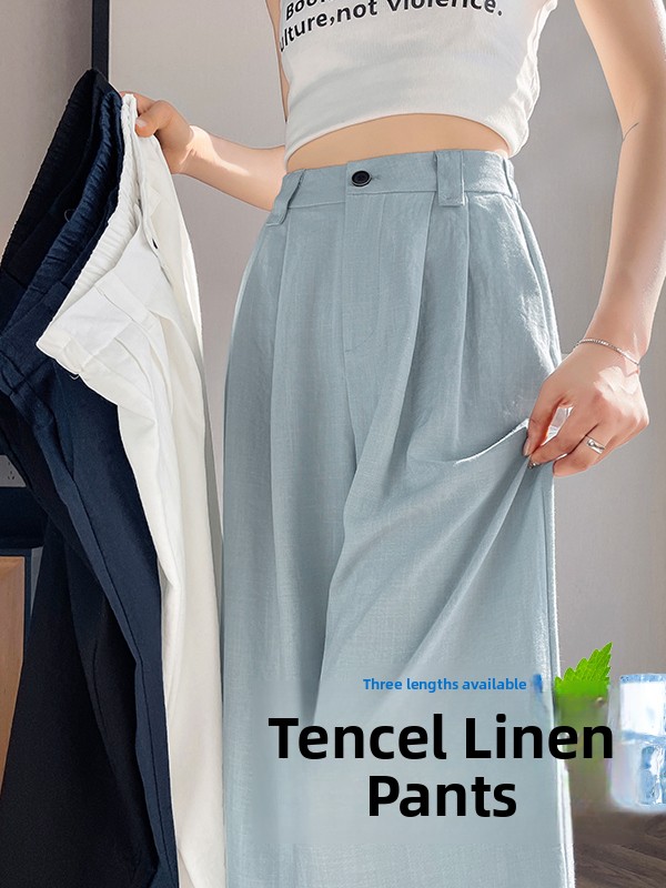 Summer Clothing Outlet - High Waist Linen Wide Leg Pants