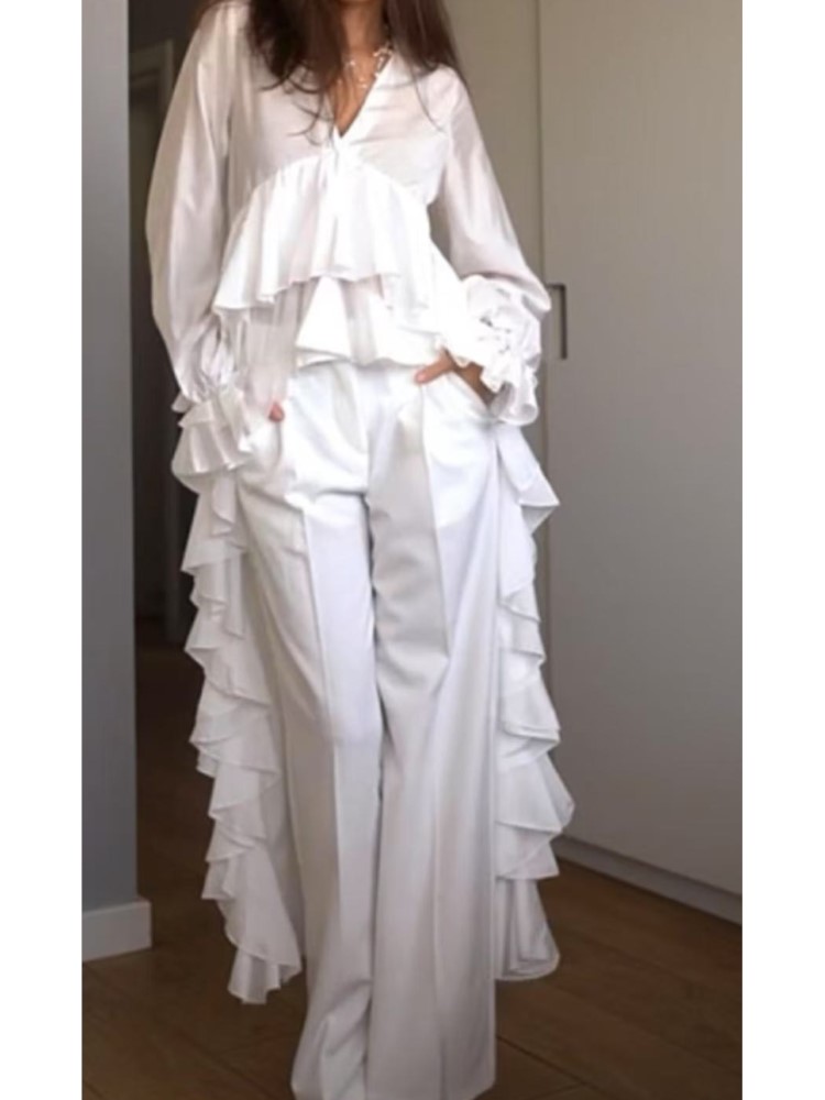 Summer Holiday Clothing Women - Fashion Ruffles Long Shirt Tops For