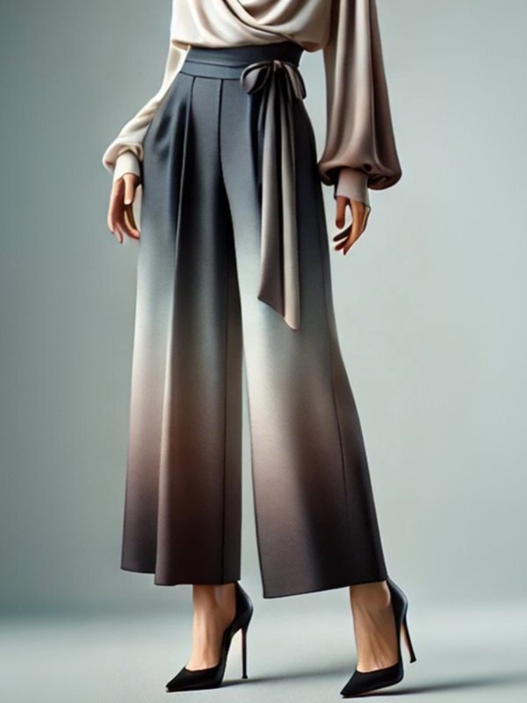 Palazzo Pant Wide - Lemongor Women's High-Waisted Gradient Palazzo Pants