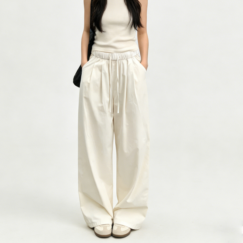 Palazzo Pant Wide - Korean Style Women's Solid Color Elastic