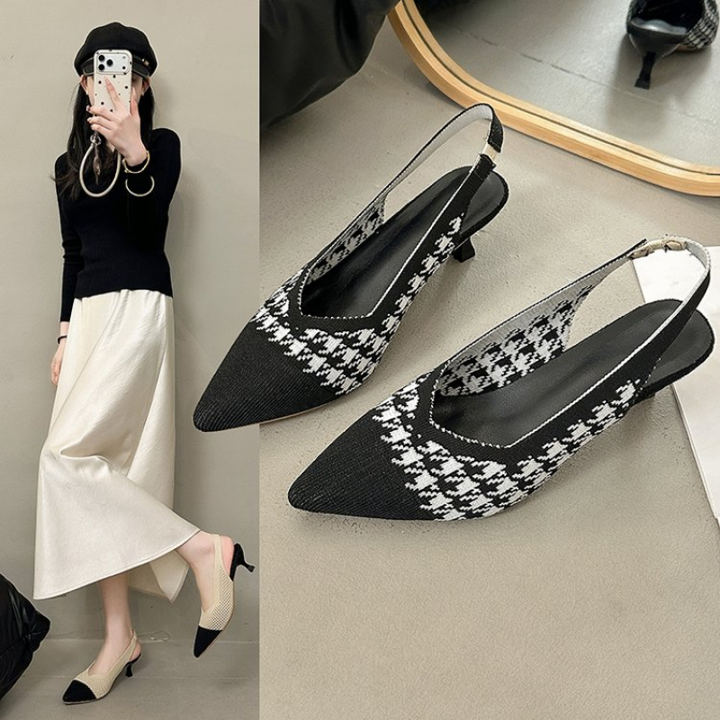 Summer Clothing Colors - Women's breathable pointed-toe flats, stretch knit