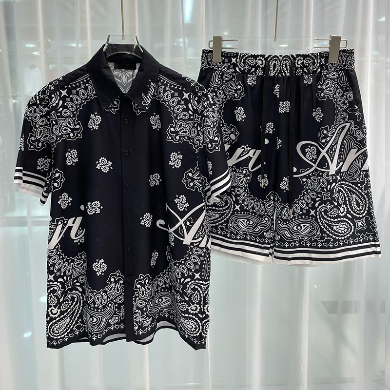 Quality Summer Clothing - Hawaiian mens royal luxury shorts set,2-piece