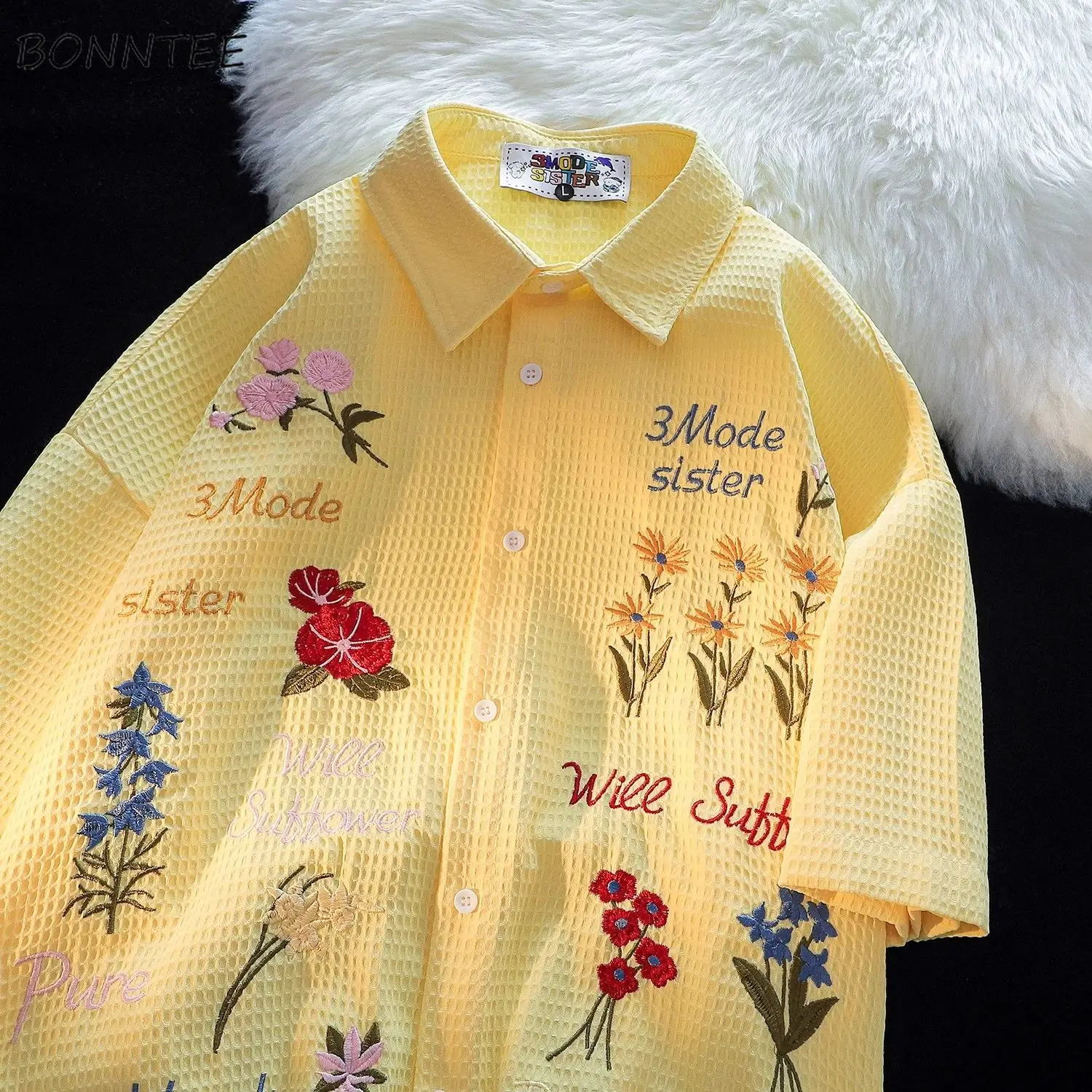 Waffle Floral Embroidery Shirt – обзор и цена Summer Holiday Clothing Women