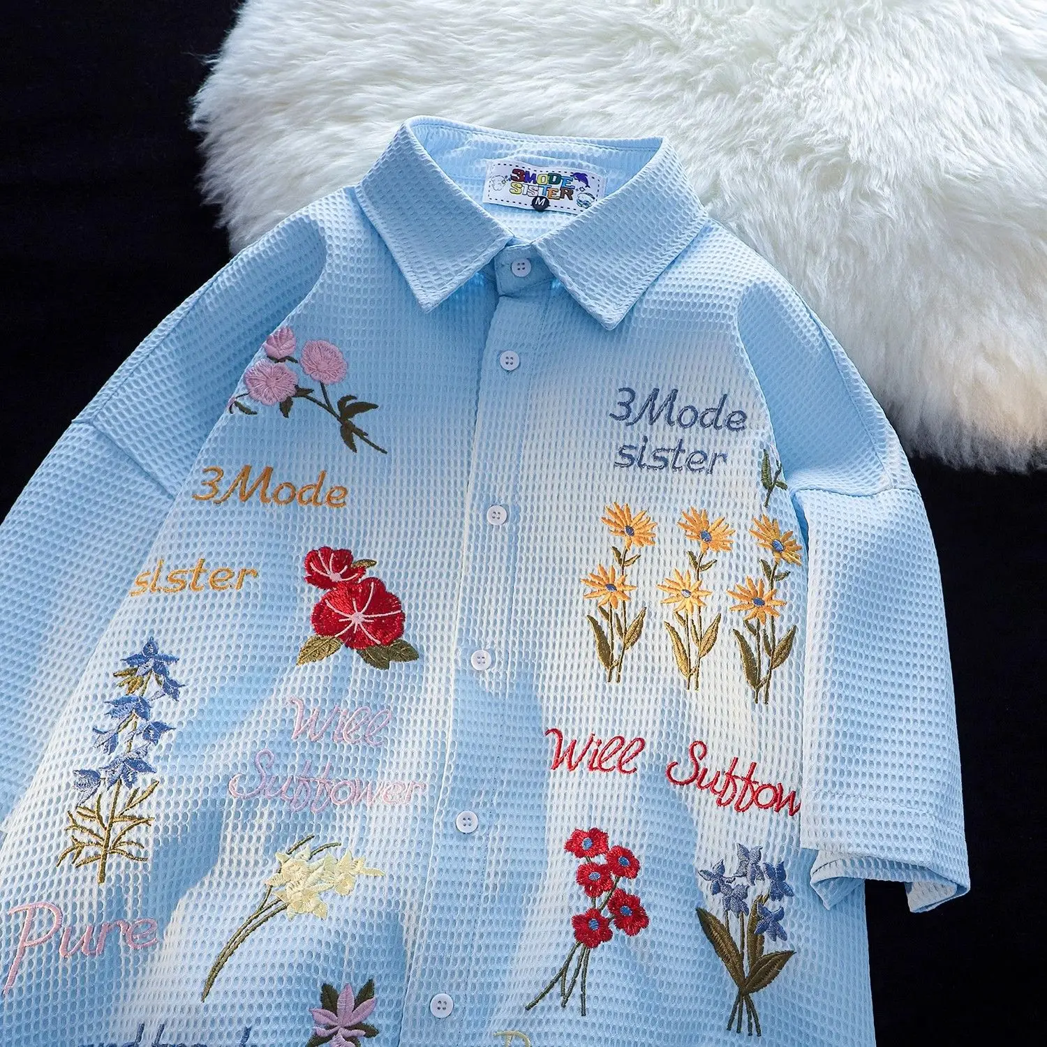 Waffle Floral Embroidery Shirt – обзор и цена Summer Holiday Clothing Women