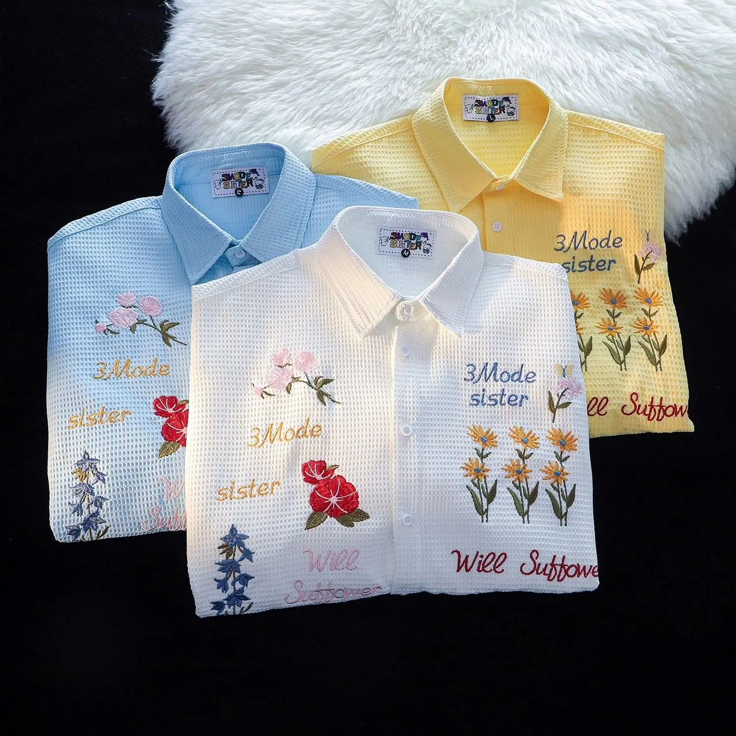 Waffle Floral Embroidery Shirt – обзор и цена Summer Holiday Clothing Women