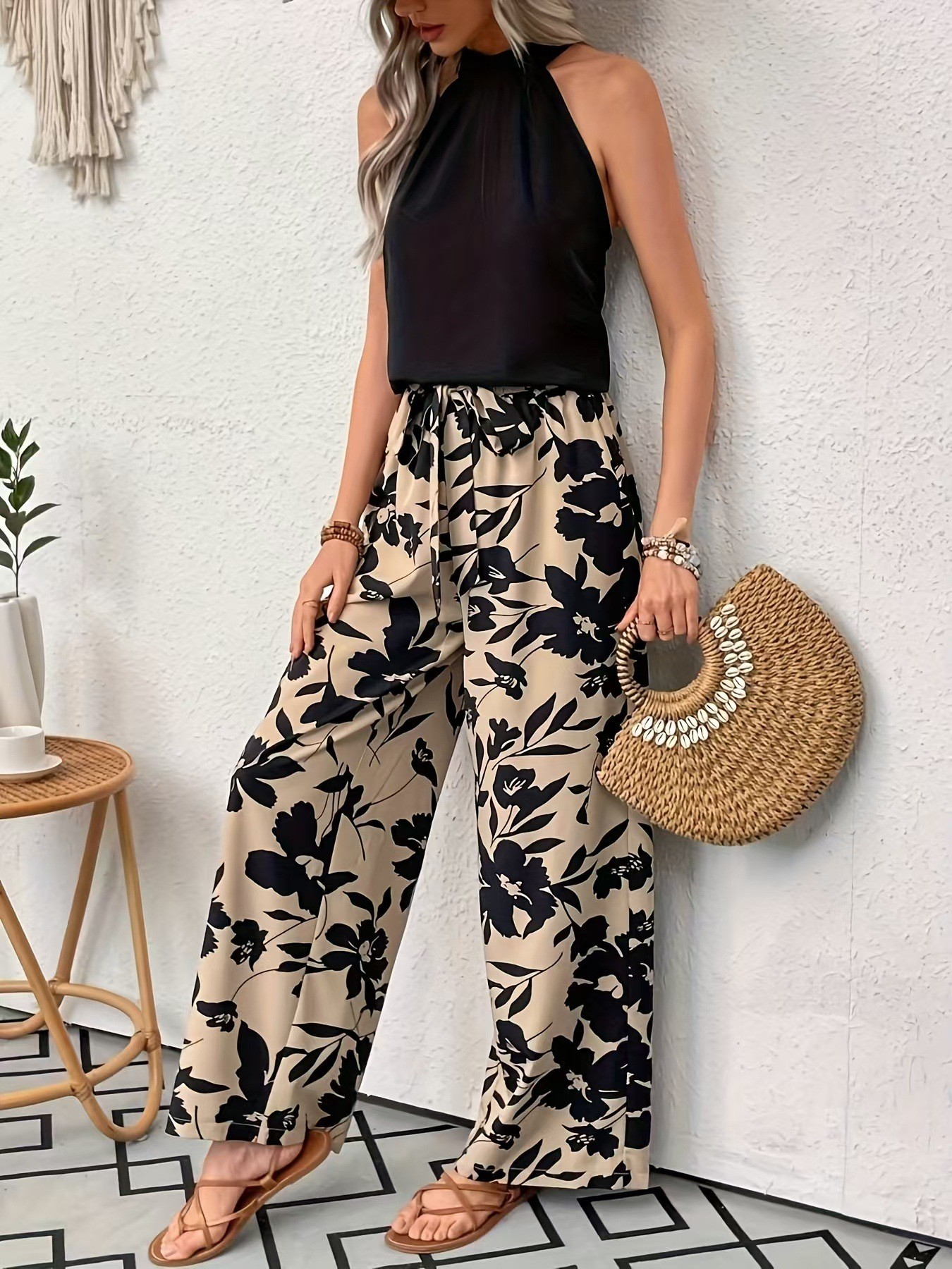 Women Big Floral Print Wide Le – обзор и цена Palazzo Pant Wide