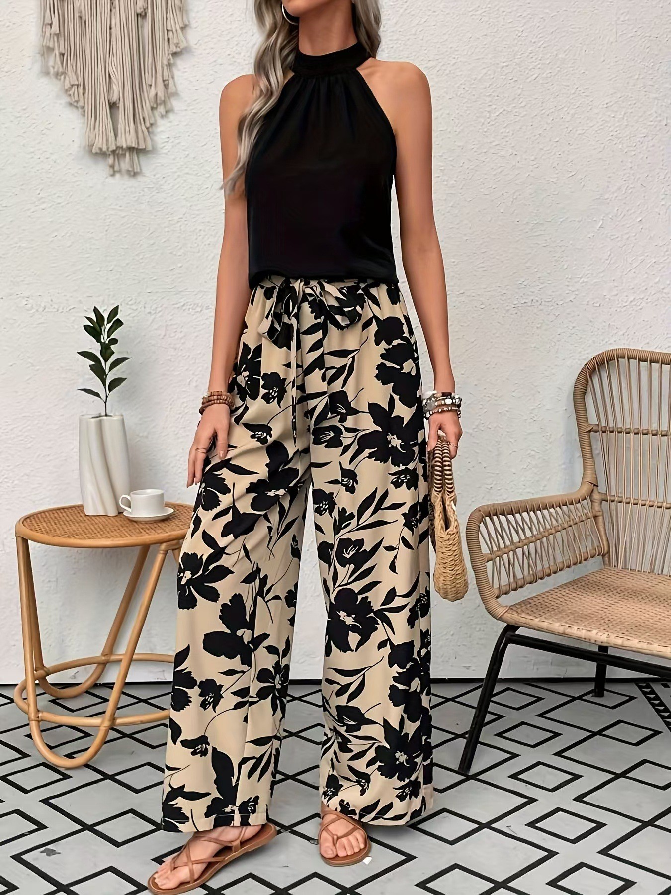Women Big Floral Print Wide Le – обзор и цена Palazzo Pant Wide