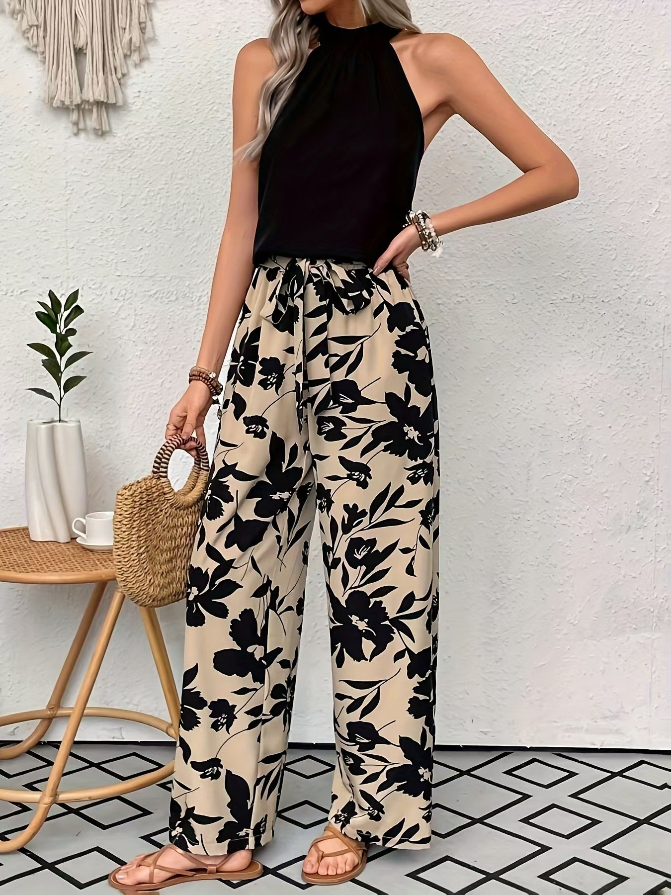 Women Big Floral Print Wide Le – обзор и цена Palazzo Pant Wide
