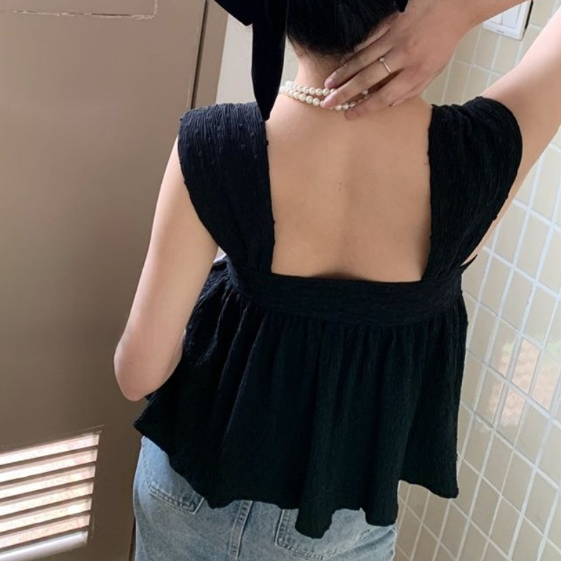 Sleeveless Blouses Women Backl – обзор и цена Crop Blouse Linen