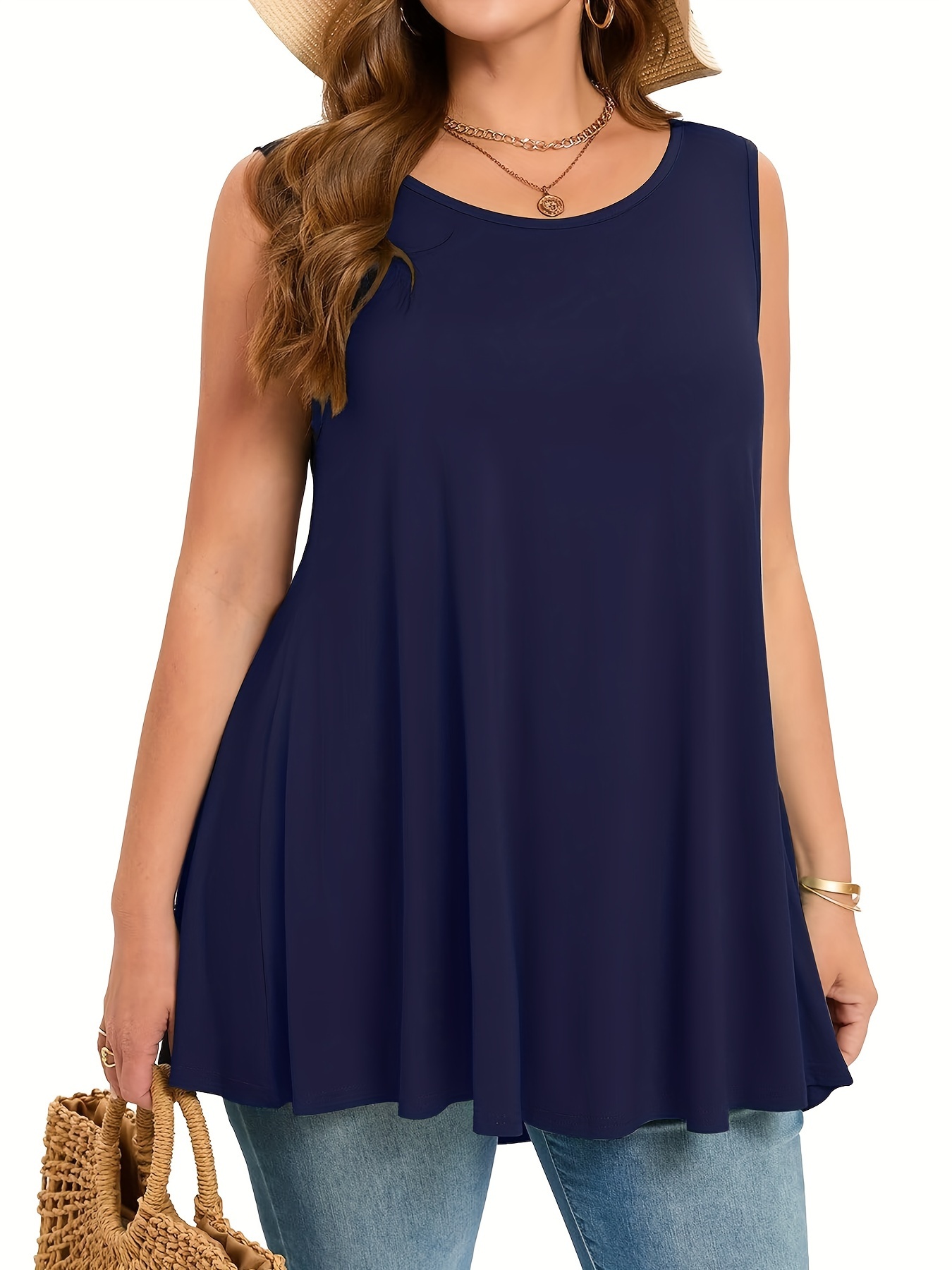 Plus Size Simple Solid Tank To – обзор и цена Summer Upf Clothing