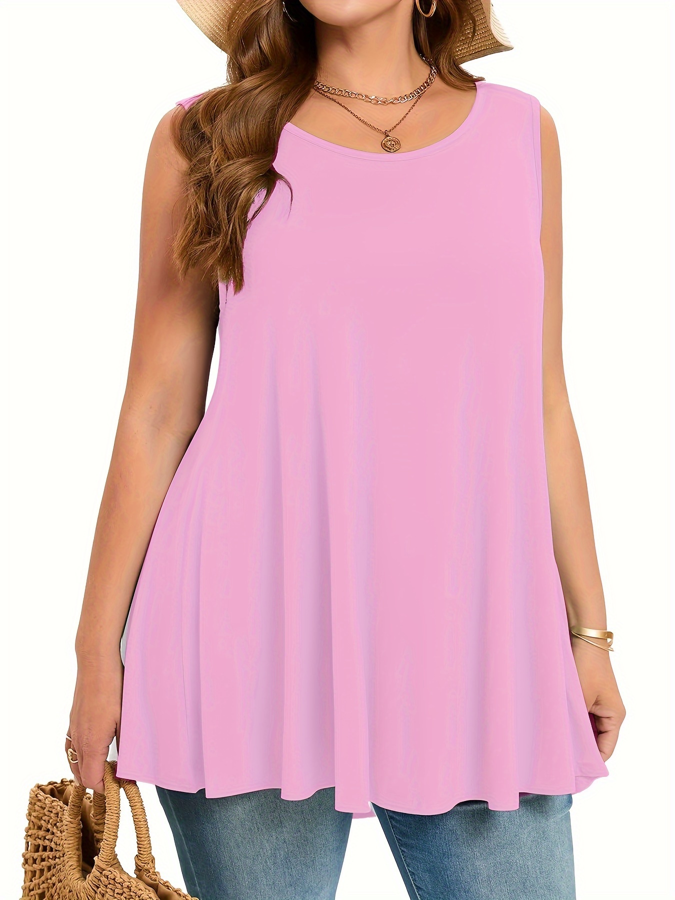 Plus Size Simple Solid Tank To – обзор и цена Summer Upf Clothing
