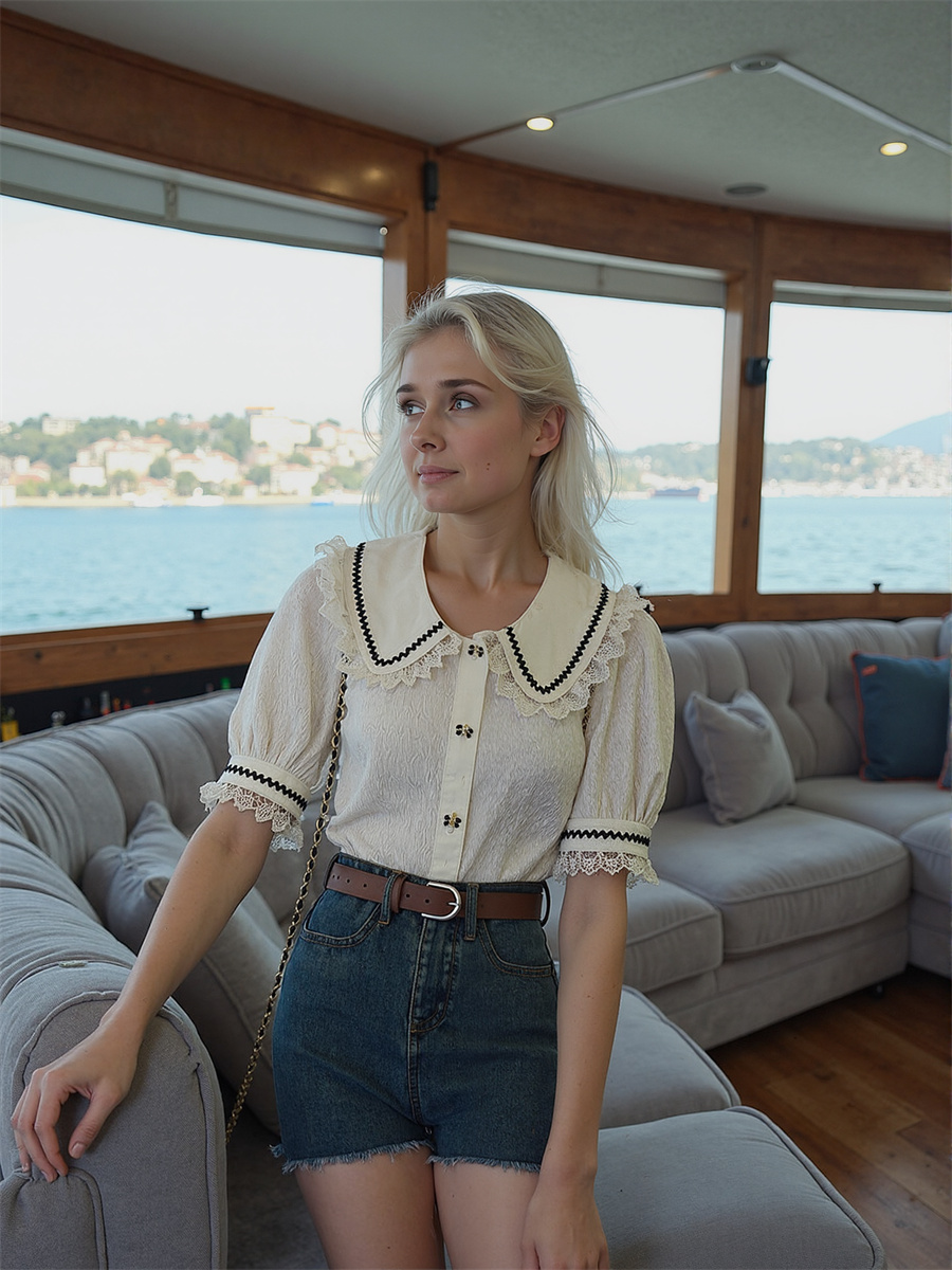 Cute Lace Shirts Girls Blouses – обзор и цена Crop Blouse Linen