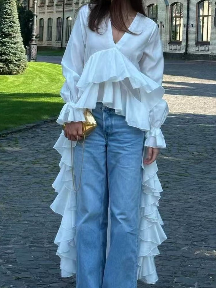 Fashion Ruffles Long Shirt Top – обзор и цена Summer Holiday Clothing Women