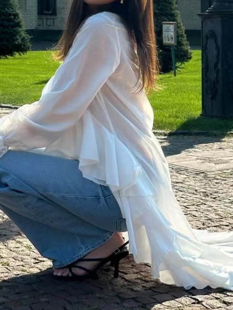 Fashion Ruffles Long Shirt Top – обзор и цена Summer Holiday Clothing Women