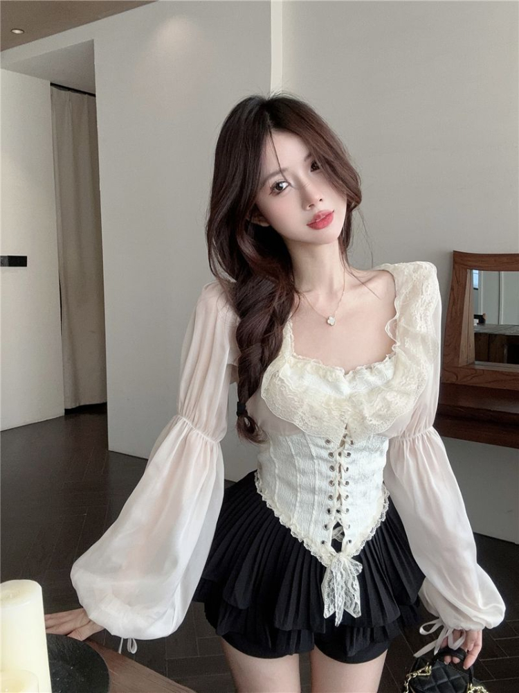 Solid Blouse Women Lace-up Cro – обзор и цена Crop Blouse Linen