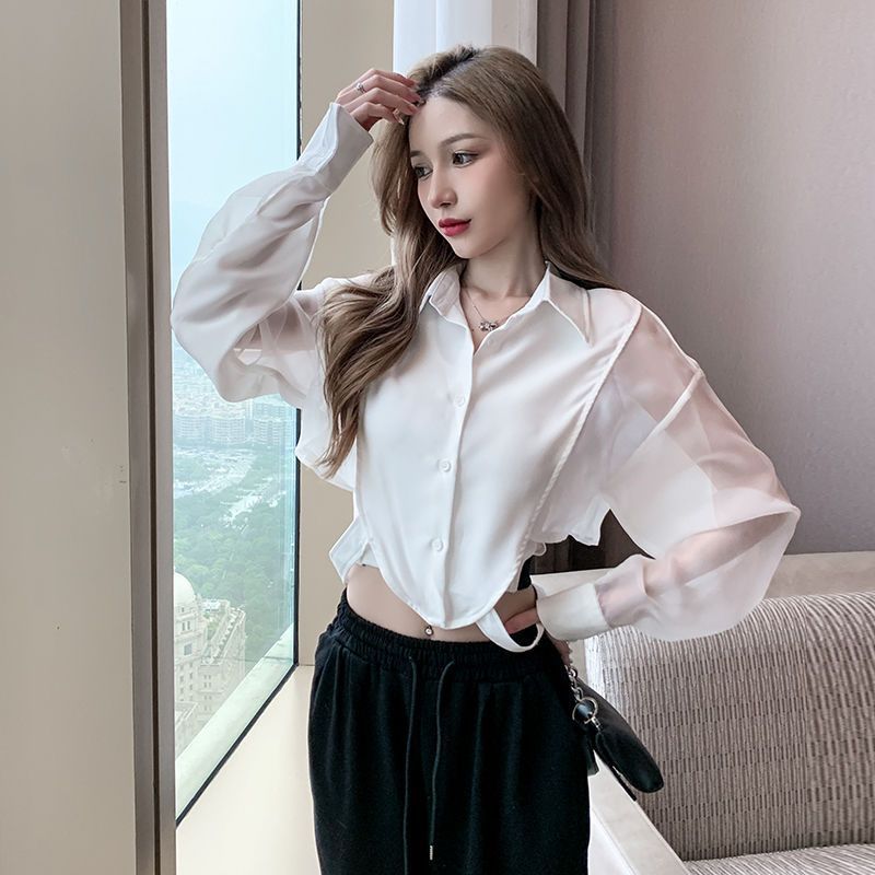 Shirts Women Retro Chic Patchw – обзор и цена Crop Blouse Linen