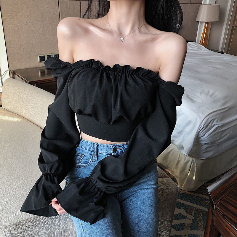 Blouses Women Black Puff Sleev – обзор и цена Crop Blouse Linen