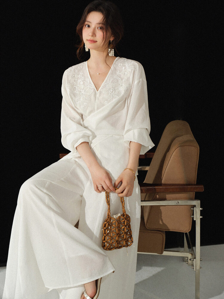 V Neck Embroidered Blouse and  – обзор и цена Palazzo Pant Wide
