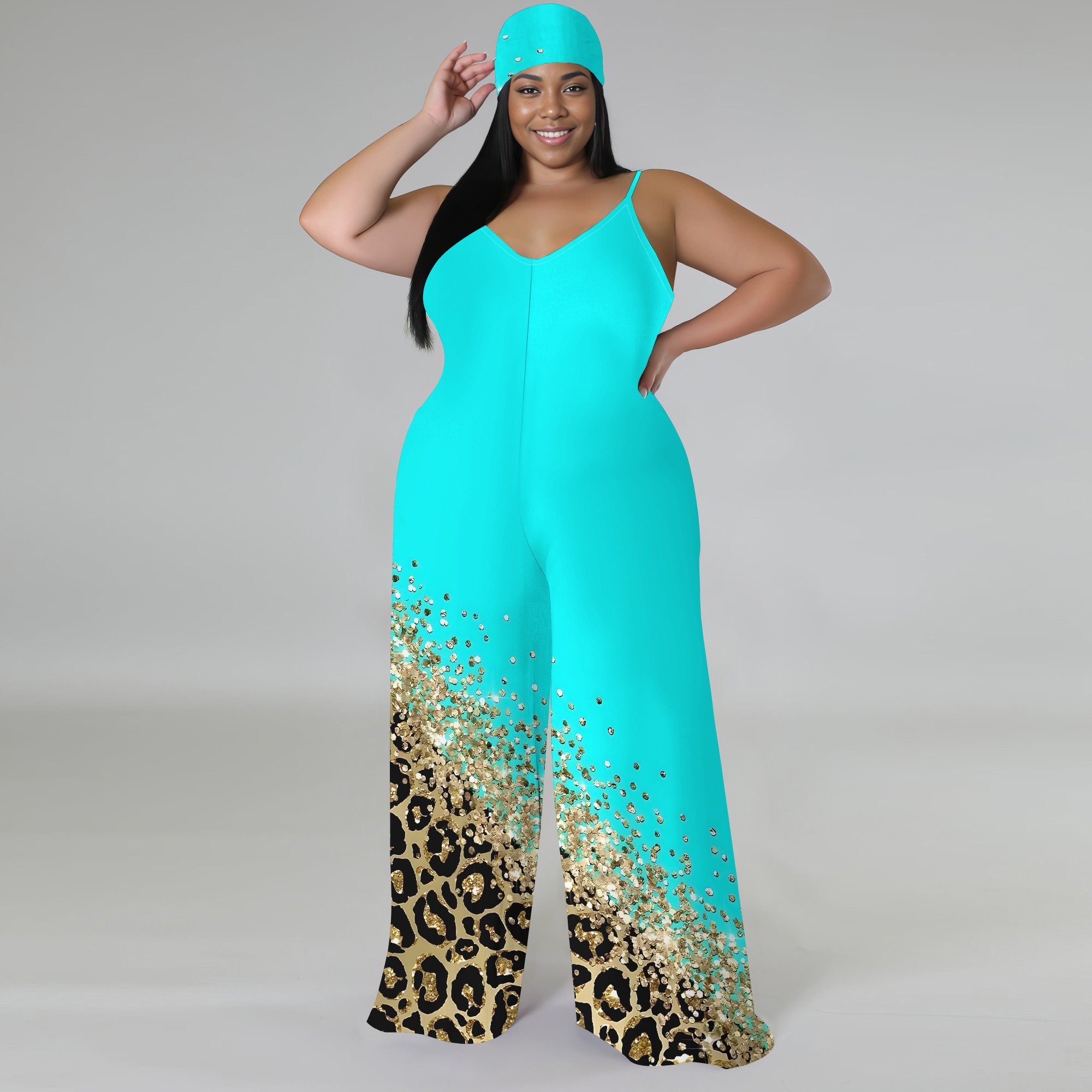 Plus Size Printed Jumpsuit - S – обзор и цена Palazzo Pant Wide