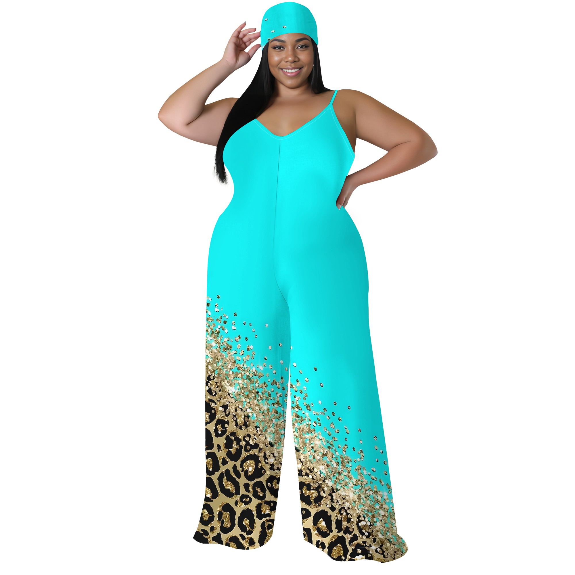 Plus Size Printed Jumpsuit - S – обзор и цена Palazzo Pant Wide