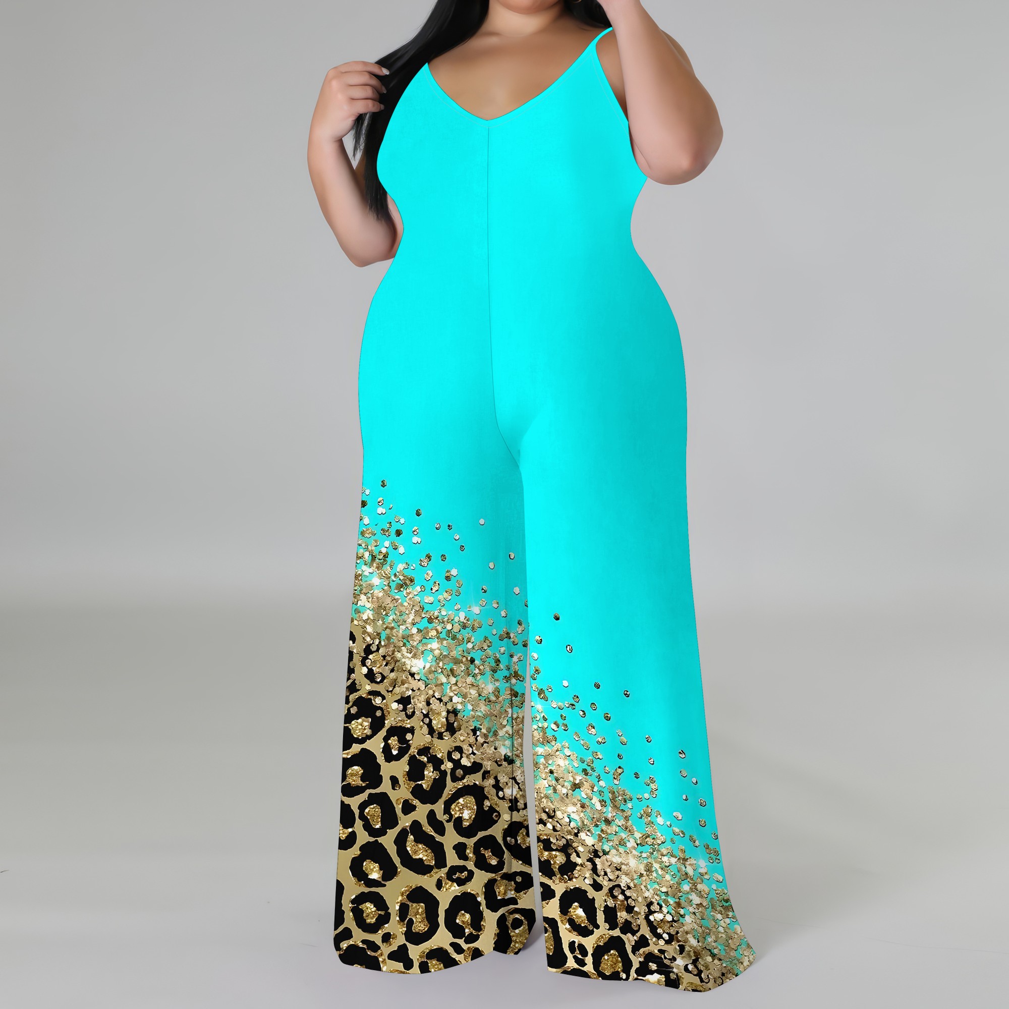Plus Size Printed Jumpsuit - S – обзор и цена Palazzo Pant Wide