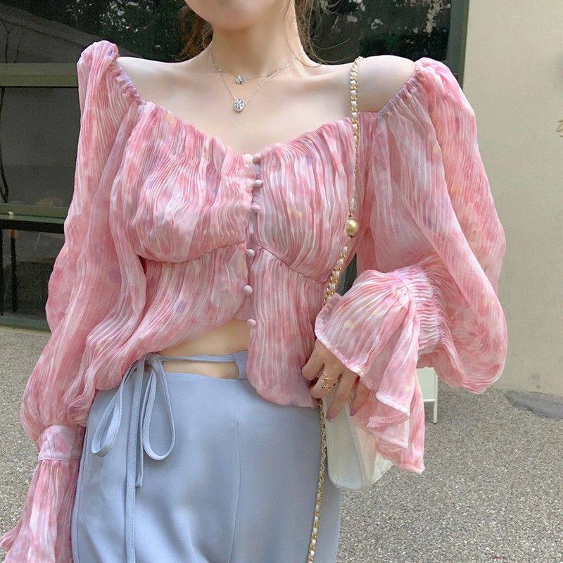 Sexy Kawaii Sweet Square Neck  – обзор и цена Crop Blouse Linen