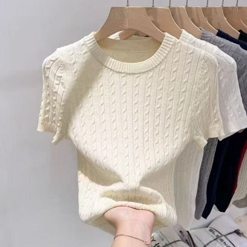Korean Solid Color Round Neck  – обзор и цена Summer Holiday Clothing Women
