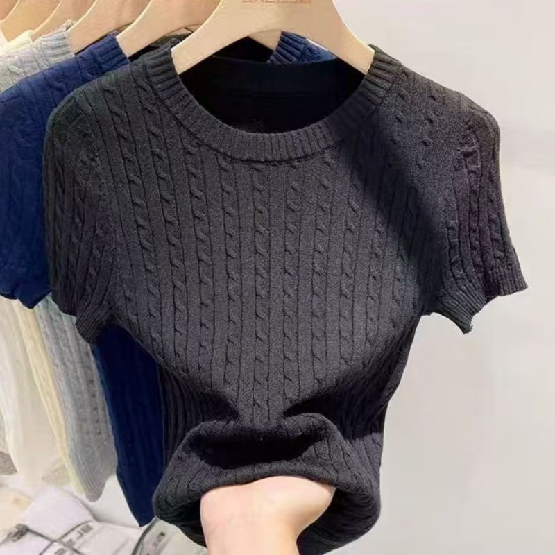 Korean Solid Color Round Neck  – обзор и цена Summer Holiday Clothing Women