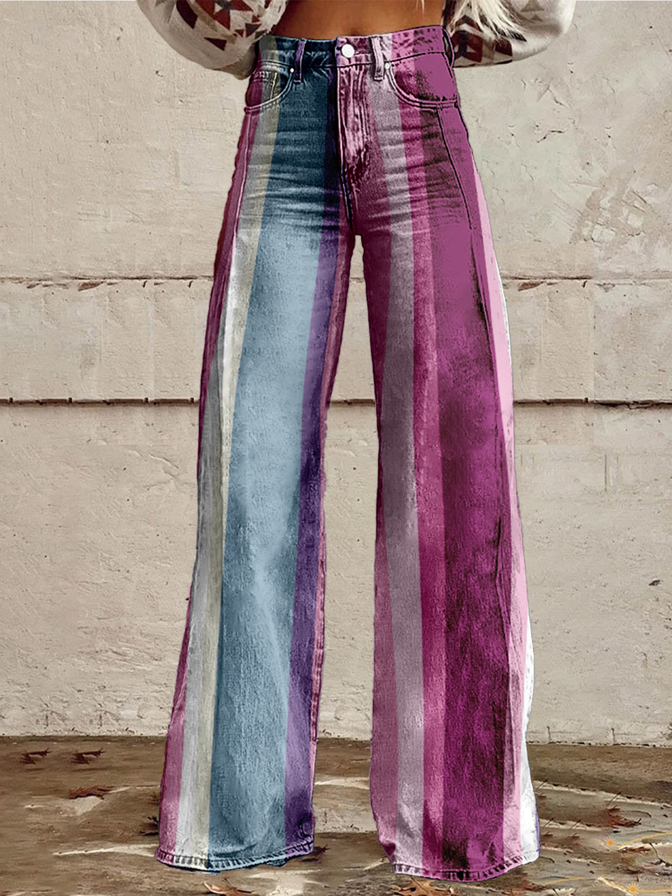 Retro Stripe Flare Pants for W – обзор и цена Palazzo Pant Wide