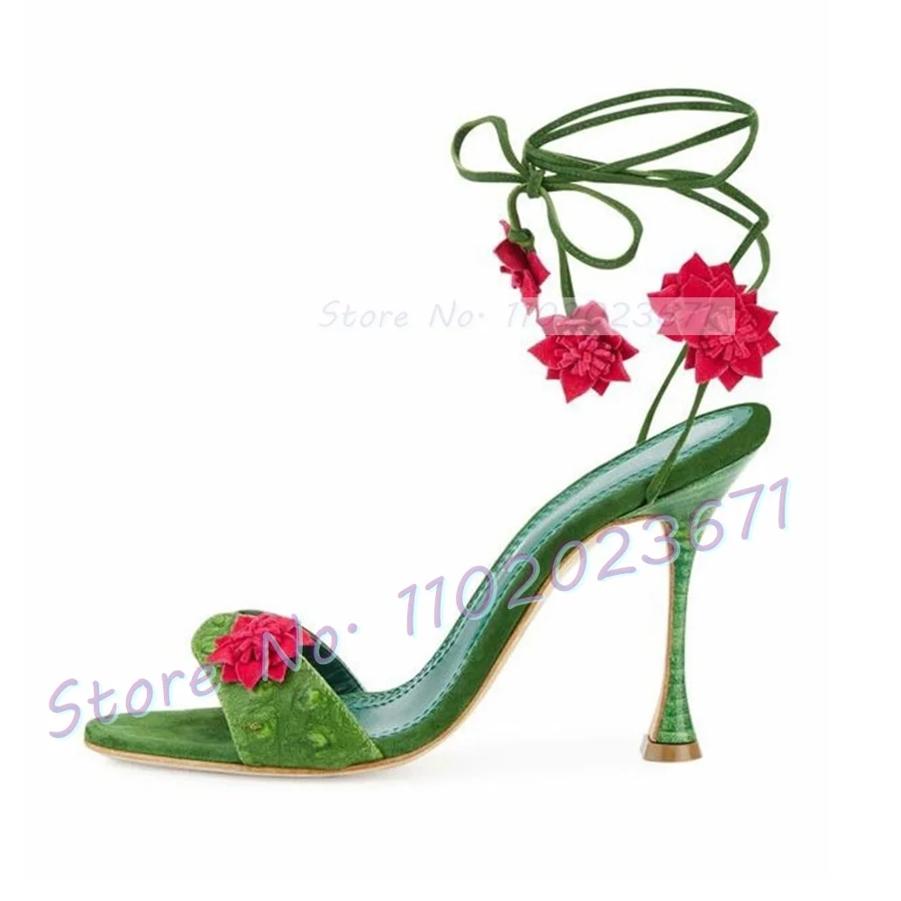 Red Flowers Lace-up Green Sand – обзор и цена Summer Clothing Colors