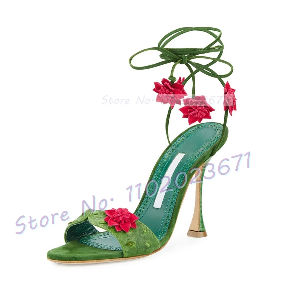 Red Flowers Lace-up Green Sand – обзор и цена Summer Clothing Colors
