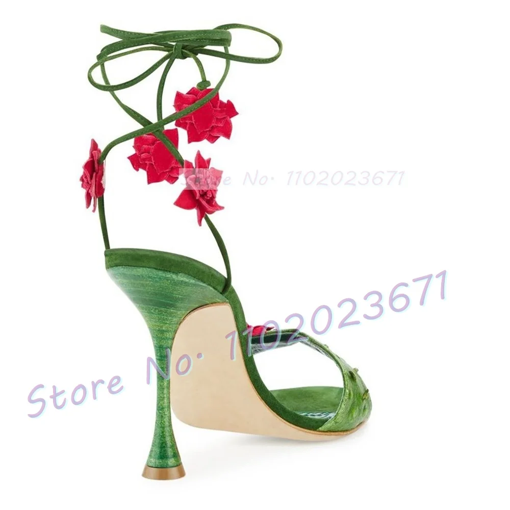 Red Flowers Lace-up Green Sand – обзор и цена Summer Clothing Colors