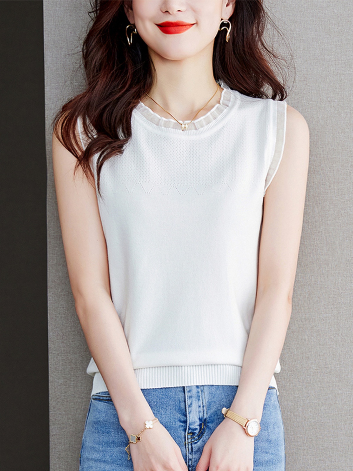 White Knitted Vest Women's Sui – обзор и цена Summer Clothing Outlet