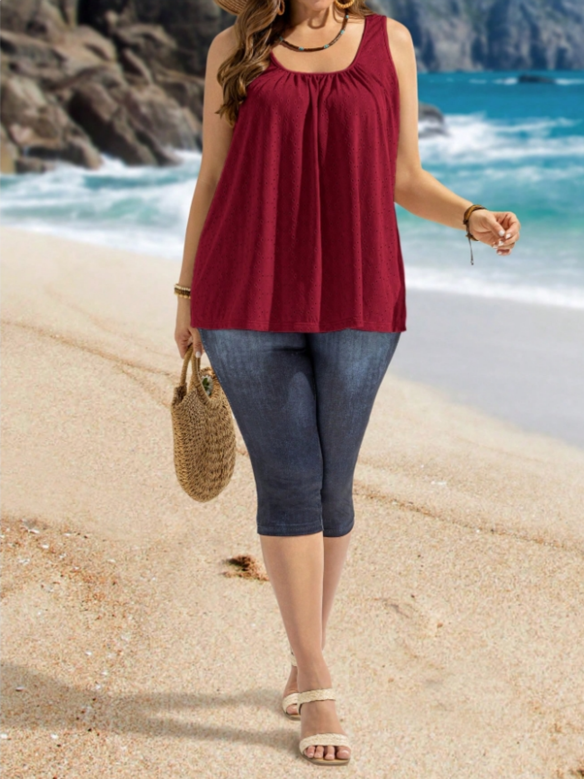 Plus Size Women's Eyelet Embro – обзор и цена Summer Upf Clothing