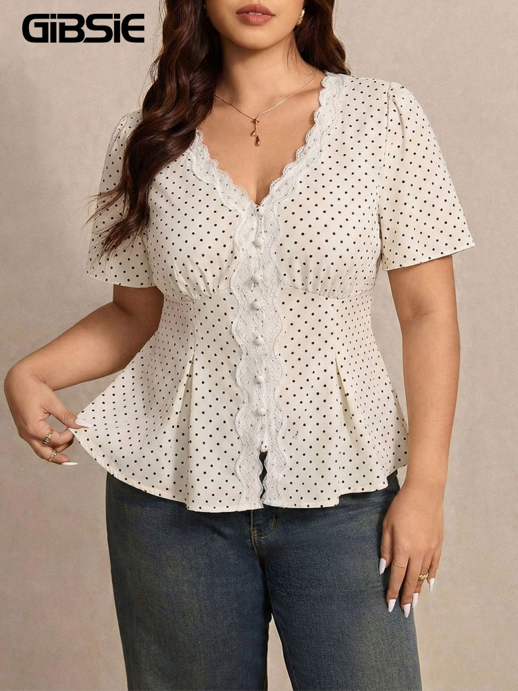 GIBSIE Plus Size Polka Dot Con – обзор и цена Summer Upf Clothing