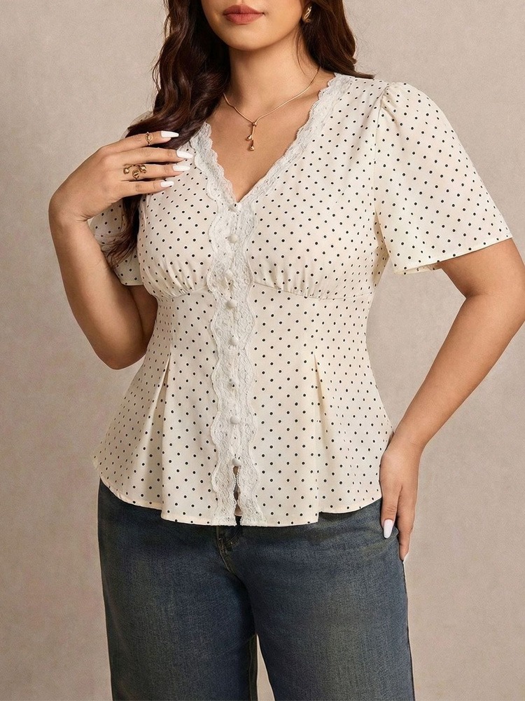 GIBSIE Plus Size Polka Dot Con – обзор и цена Summer Upf Clothing