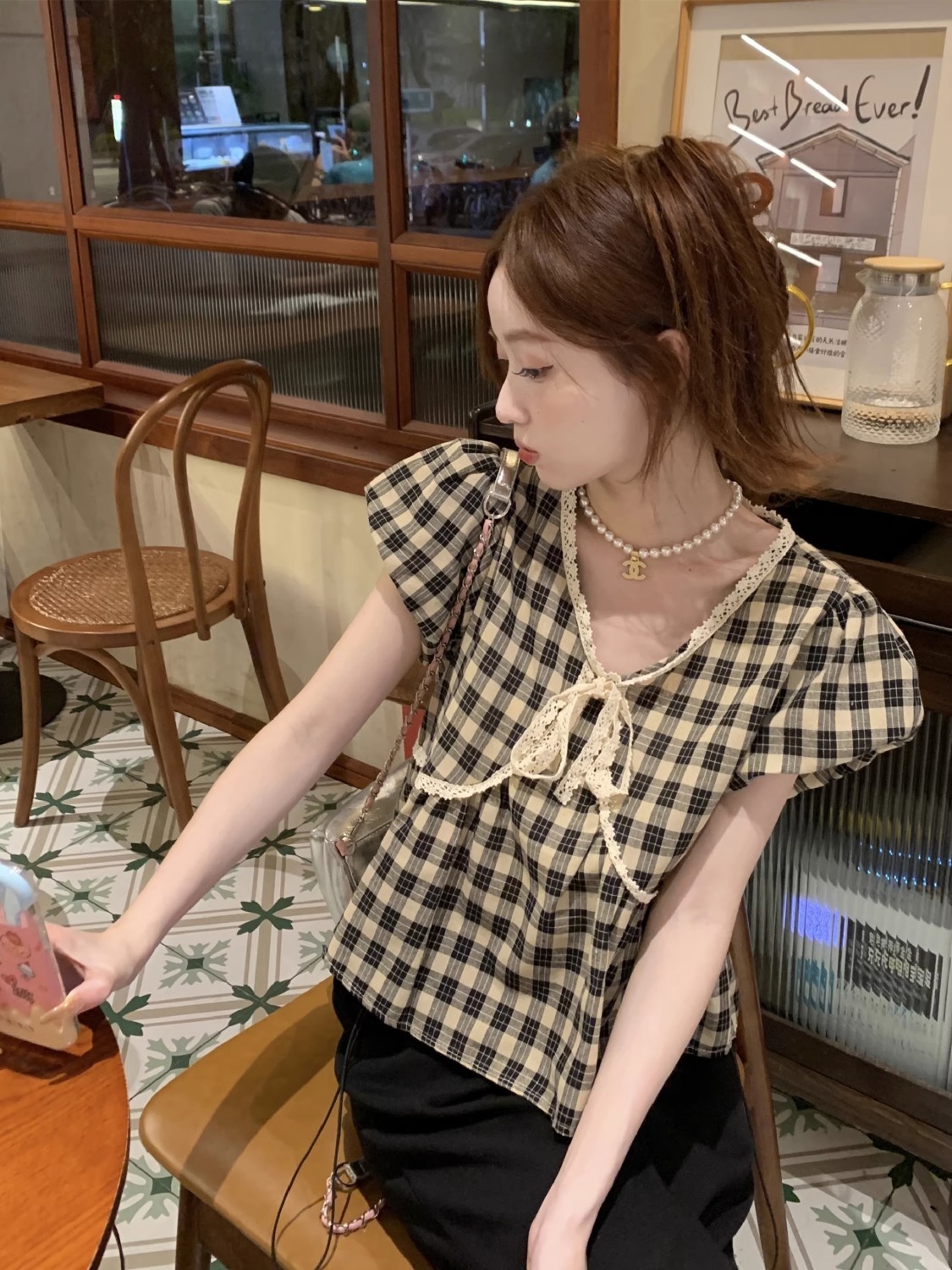 Blouses Women Plaid Vintage Li – обзор и цена Crop Blouse Linen