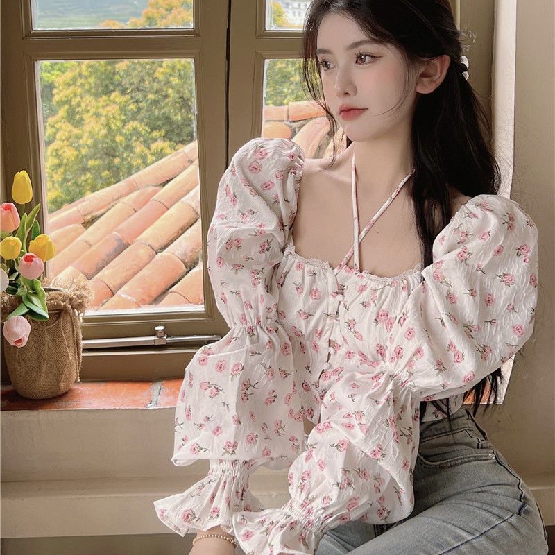 Floral Blouse Women Puff Sleev – обзор и цена Crop Blouse Linen