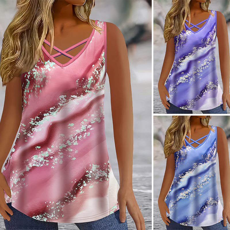 Plus Size Marble Print Tank To – обзор и цена Summer Upf Clothing