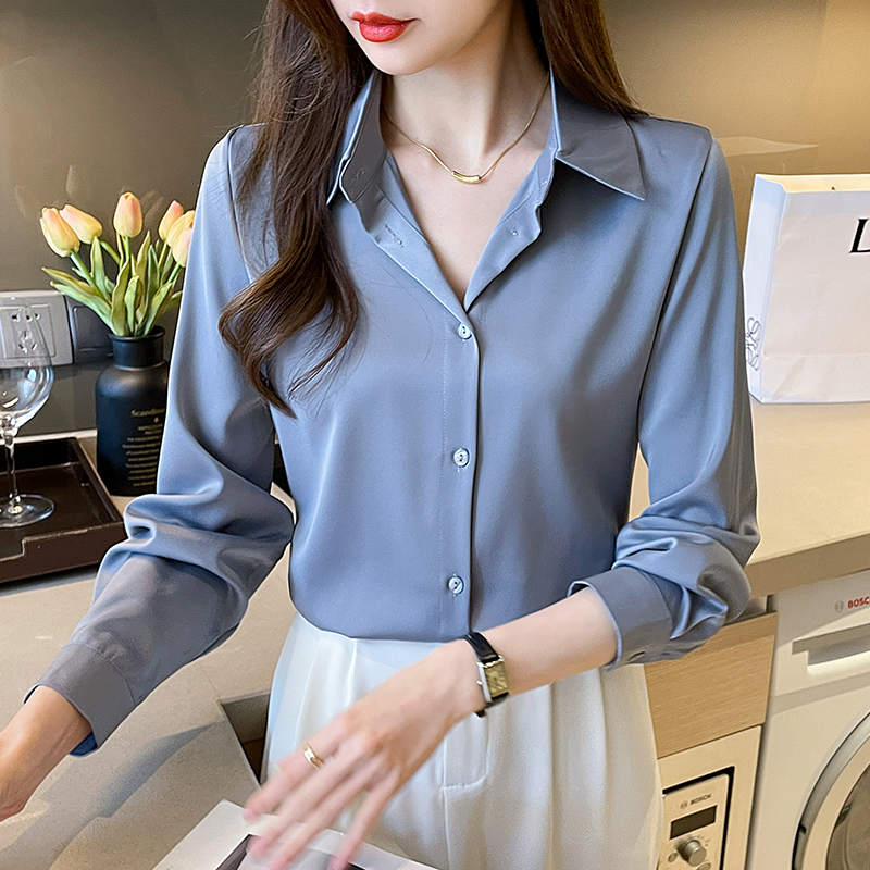 New Spring satin shirts solid  – обзор и цена Summer Clothing Colors